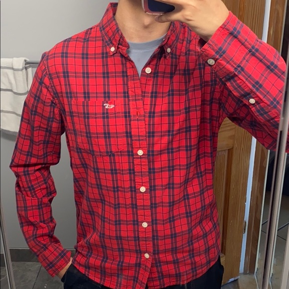 Hollister Mens Plaid Dress Shirt 